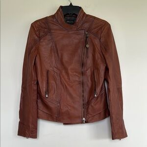 Boncristiani Brown  Moto Jacket Asymmetrical Design